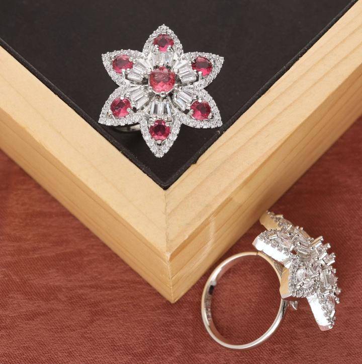 Anti tarnisha american diamond silver finger ring 276 Designer artificial jewelry in Kolkata